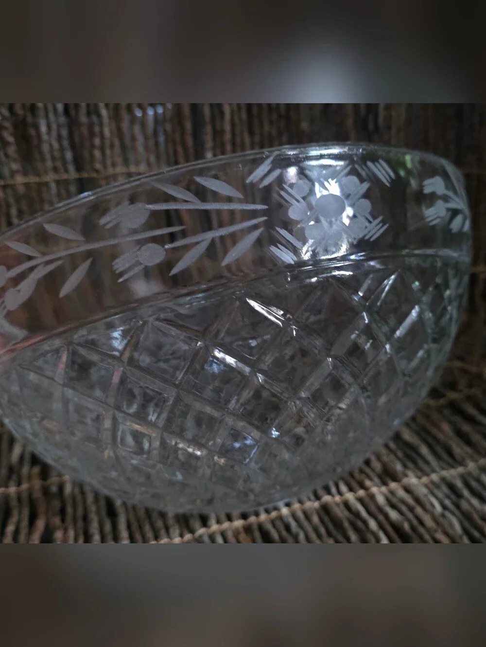 Vintage Etched Crystal Glass Flush Mount Ceiling Lamp Shade